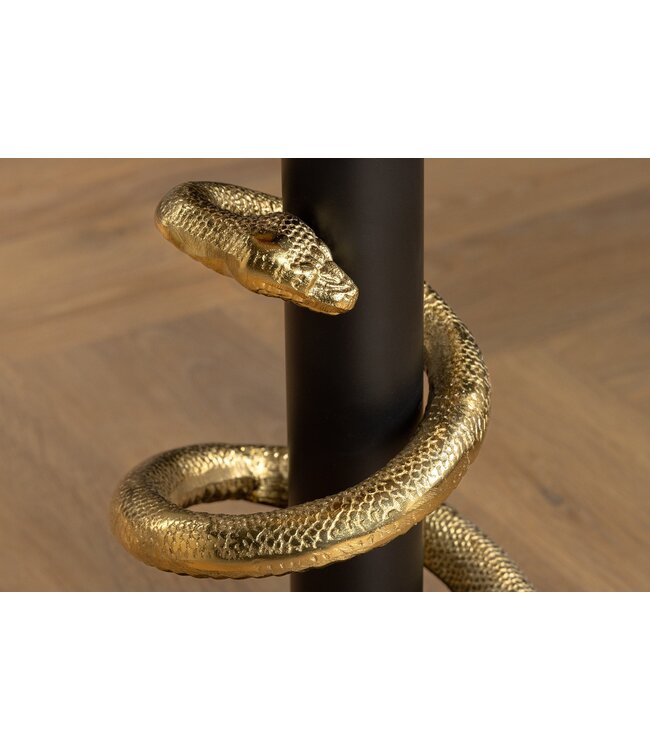 Invicta Interior Ronde bijzettafel WILDLIFE SNAKE 55cm Wit Marmer Goud Zwart Slang Sculptuur - 44831