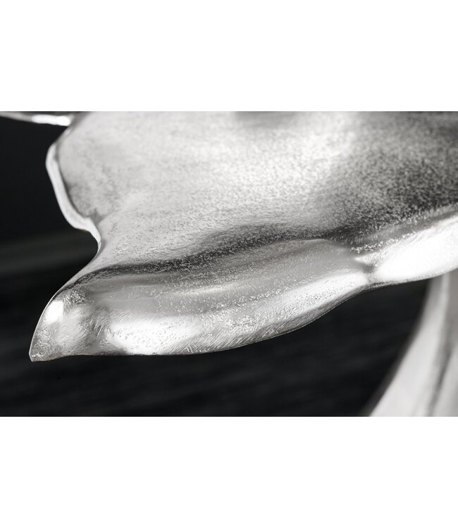 Invicta Interior Design Bijzettafel WILDLIFE Whale Fin 60cm zilver metaal handgemaakt - 44842