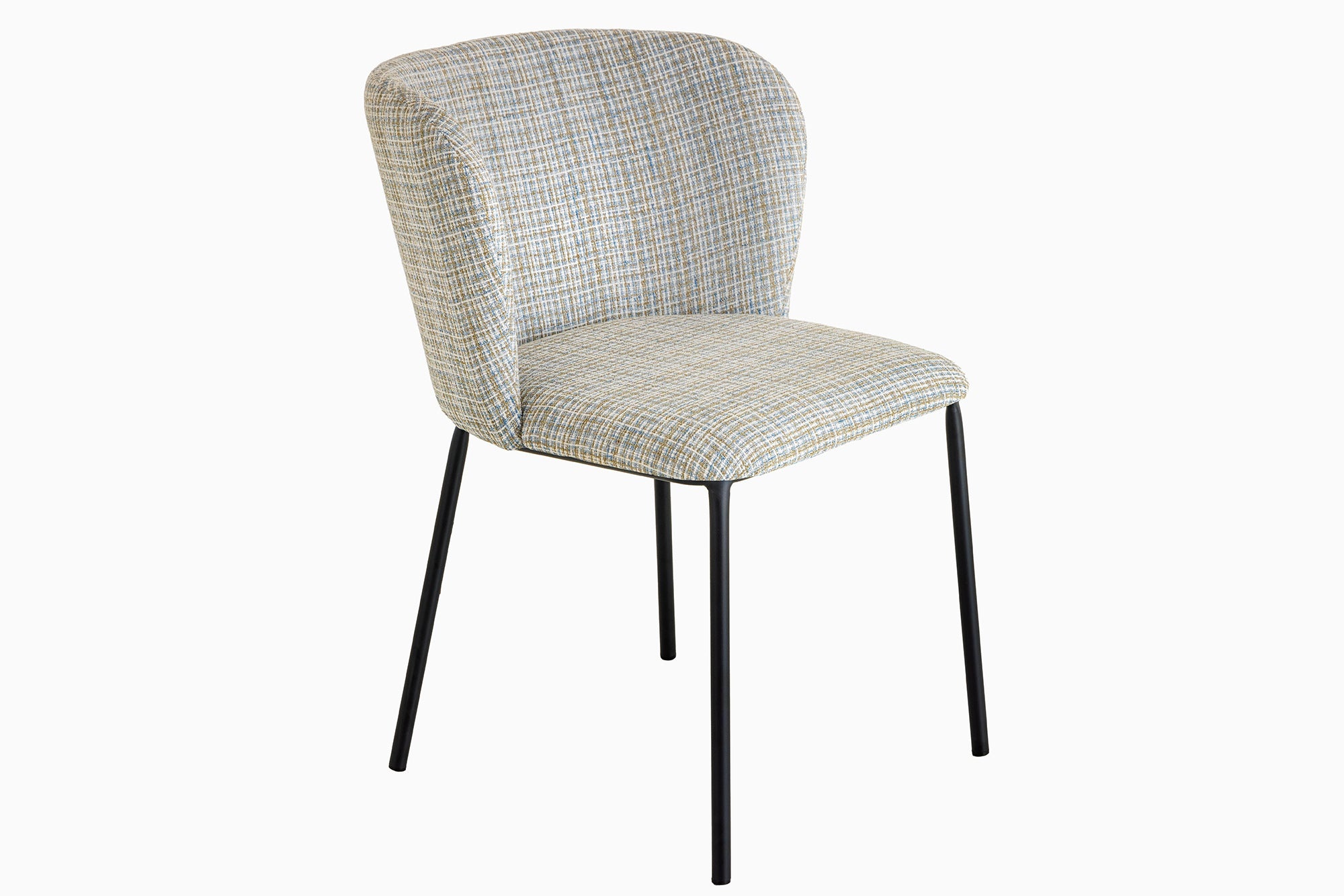 Stoel LYON blauw ruitpatroon boucle - 44959