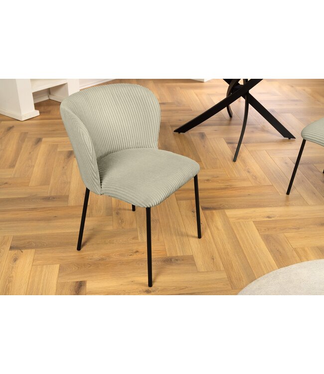 Invicta Interior Design Stoel LYON mint corduroy zwarte metalen poten - 44963