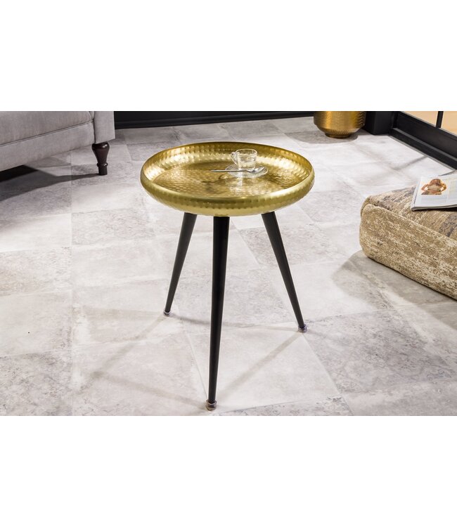 Invicta Interior Handgemaakte Bijzettafel ORIENT 55cm Messing Goud Ronde Metaal Gehamerd Design - 44351