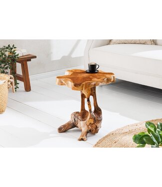Invicta Interior Massief houten bijzettafel ROOT 40cm naturel teakhout gemaakt van wortelhout in paaldesign - 44713
