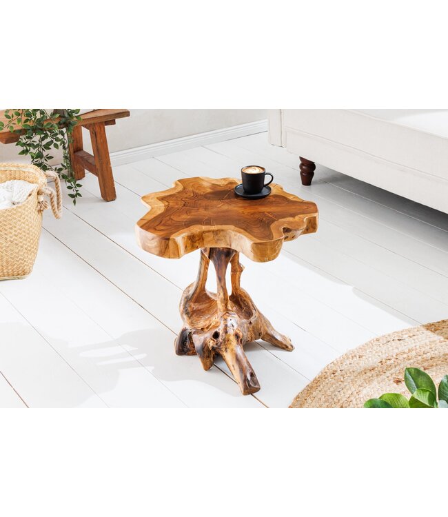 Invicta Interior Massief houten bijzettafel ROOT 40cm naturel teakhout gemaakt van wortelhout in paaldesign - 44713