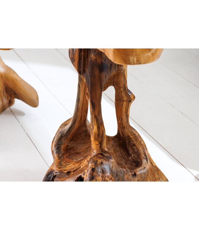 Invicta Interior Massief houten bijzettafel ROOT 40cm naturel teakhout gemaakt van wortelhout in paaldesign - 44713