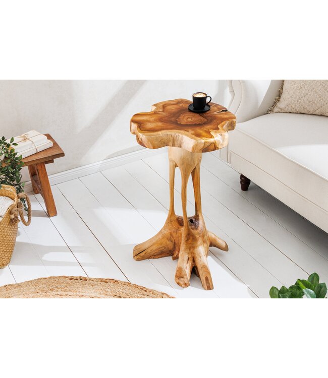 Invicta Interior Massief houten bijzettafel ROOT 70cm naturel teakhout gemaakt van wortelhout in paaldesign - 44714