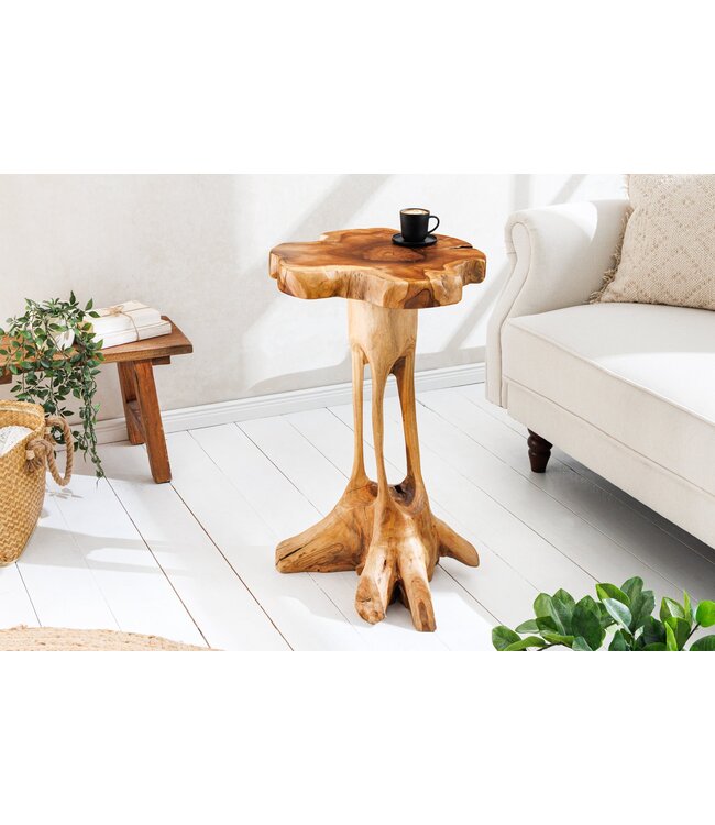 Invicta Interior Massief houten bijzettafel ROOT 70cm naturel teakhout gemaakt van wortelhout in paaldesign - 44714