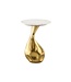 Invicta Interior Ronde bijzettafel TEAR 60cm goud wit met marmeren tafelblad handgemaakt - 44834