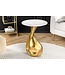 Invicta Interior Ronde bijzettafel TEAR 60cm goud wit met marmeren tafelblad handgemaakt - 44834