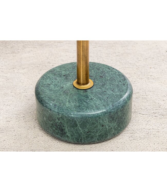 Invicta Interior Ronde Bijzettafel TRAYFUL 60cm Messing Antiek IJzer Groen Marmeren Voet Handgemaakt - 44848