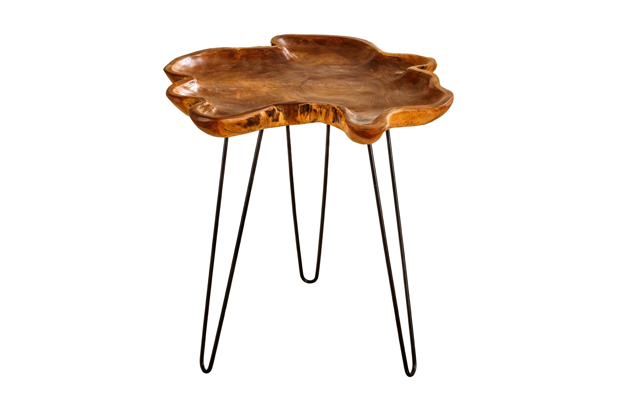 Side table WILD 65cm teak hout naturel bruin w/ harpin poten zwart - 44708