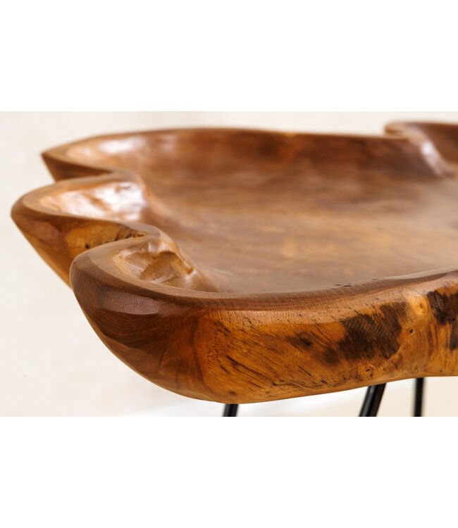 Invicta Interior Unieke bijzettafel WILD 65cm natuurlijke teakhouten haarspeldpoten salontafel - 44708