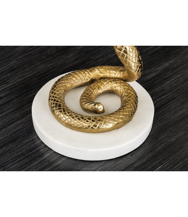 Invicta Interior Ronde bijzettafel WILDLIFE COBRA 65cm goud wit marmer slang sculptuur handgemaakt - 44830