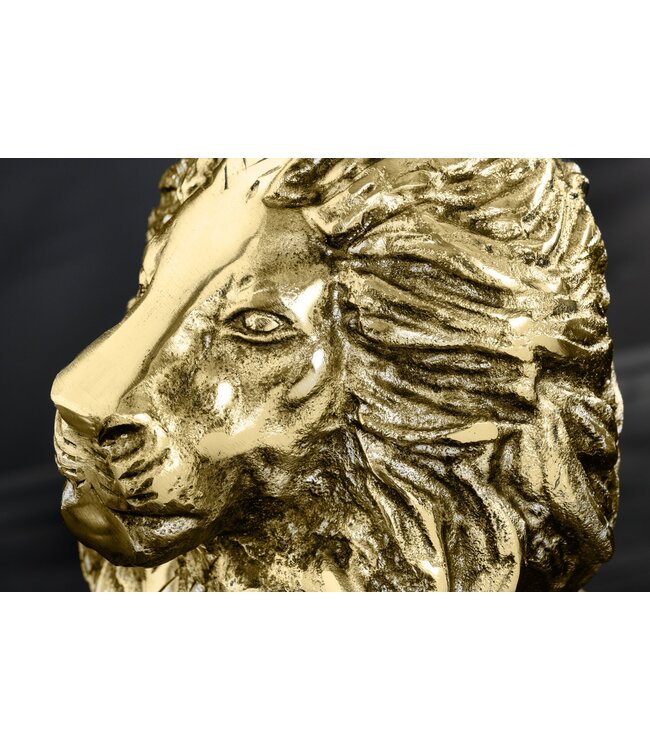 Invicta Interior Ronde bijzettafel WILDLIFE LION 60cm Goud Antiek Metaal Glas Leeuw Sculptuur - 44827