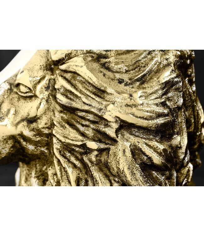 Invicta Interior Ronde bijzettafel WILDLIFE LION 60cm Goud Antiek Metaal Glas Leeuw Sculptuur - 44827
