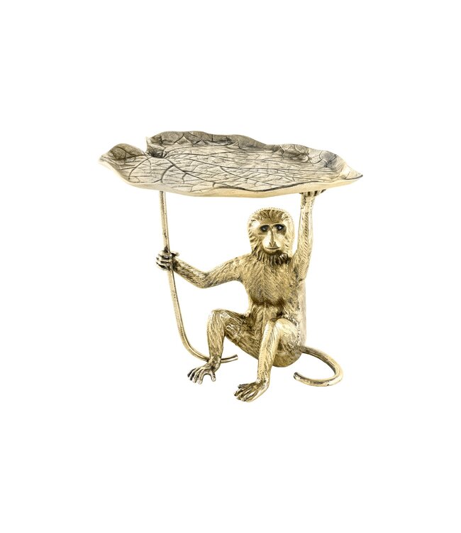 Invicta Interior Design Bijzettafel WILDLIFE MONKEY 60cm goud antiek metaal handgemaakt - 44835