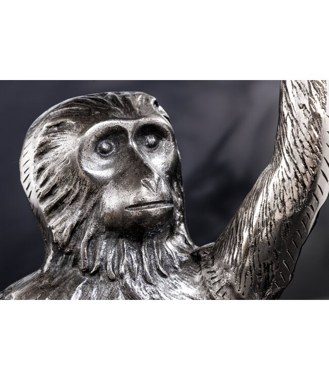 Invicta Interior Design Bijzettafel WILDLIFE MONKEY 60cm Zilver Metaal Handgemaakt - 44836
