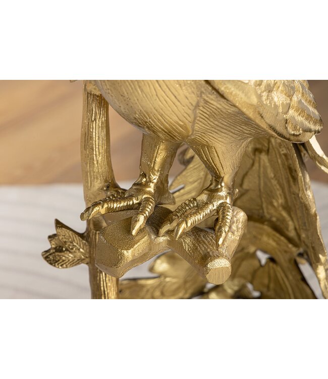 Invicta Interior Ronde bijzettafel WILDLIFE PEACOCK 75cm Goud Antiek Wit Metaal Marmeren Pauw Sculptuur - 44828