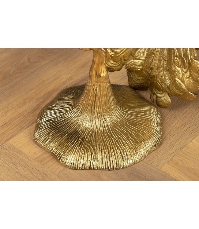 Invicta Interior Ronde bijzettafel WILDLIFE PEACOCK 75cm Goud Antiek Wit Metaal Marmeren Pauw Sculptuur - 44828