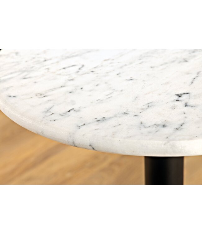 Invicta Interior Ronde bijzettafel WILDLIFE SNAKE 55cm Wit Marmer Goud Zwart Slang Sculptuur - 44831