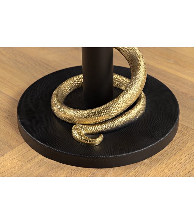Invicta Interior Ronde bijzettafel WILDLIFE SNAKE 55cm Wit Marmer Goud Zwart Slang Sculptuur - 44831
