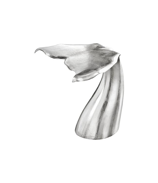 Invicta Interior Design Bijzettafel WILDLIFE Whale Fin 60cm zilver metaal handgemaakt - 44842