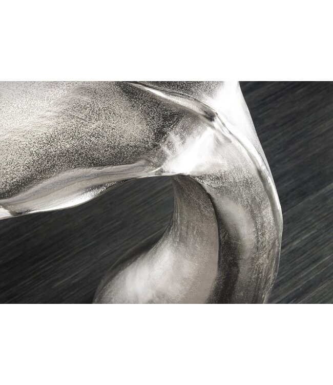 Invicta Interior Design Bijzettafel WILDLIFE Whale Fin 60cm zilver metaal handgemaakt - 44842