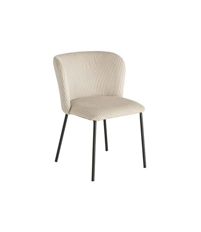 Invicta Interior Design stoel LYON beige corduroy zwarte metalen poten - 44961