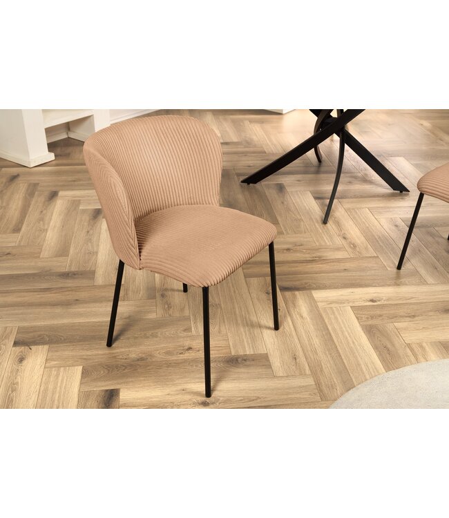 Invicta Interior Design Stoel LYON Roze Corduroy Zwart Metalen Poten - 44962