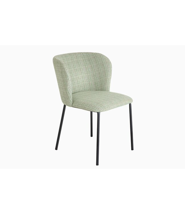 Invicta Interior Design stoel LYON groen-roze geruite bouclé zwarte metalen poten - 44958