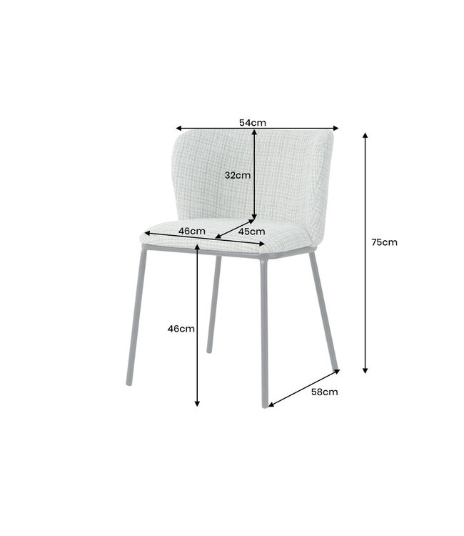 Invicta Interior Design stoel LYON groen-roze geruite bouclé zwarte metalen poten - 44958