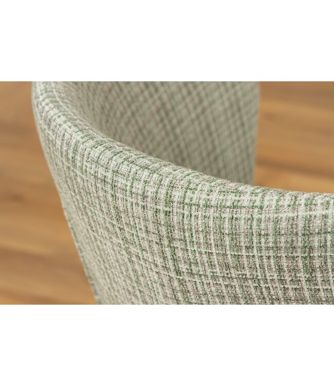 Invicta Interior Design stoel LYON groen-roze geruite bouclé zwarte metalen poten - 44958