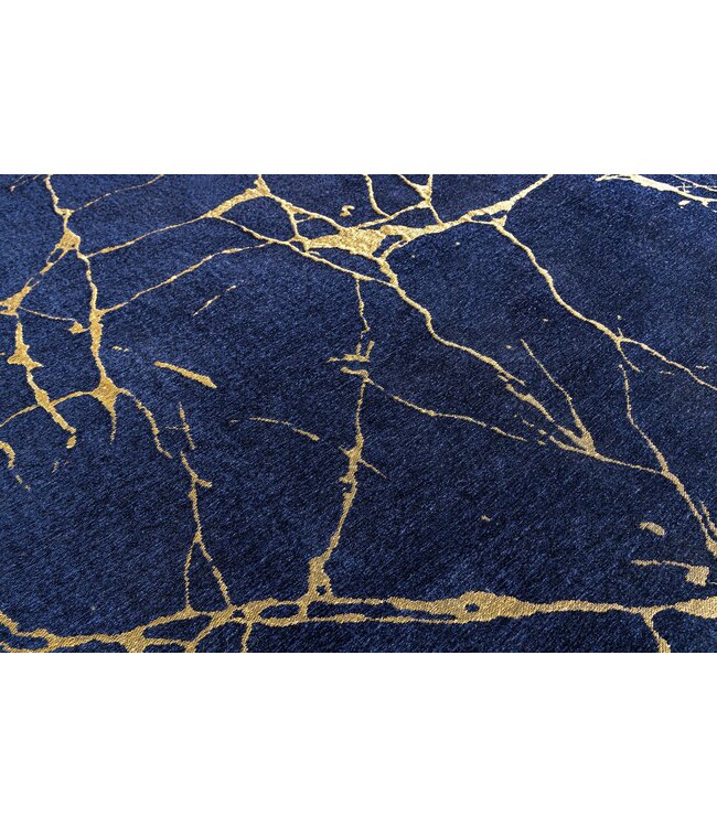 Invicta Interior Design Tapijt MARBLE 240x160cm Royal Blue Gold Marble Look Flatweave - 44432