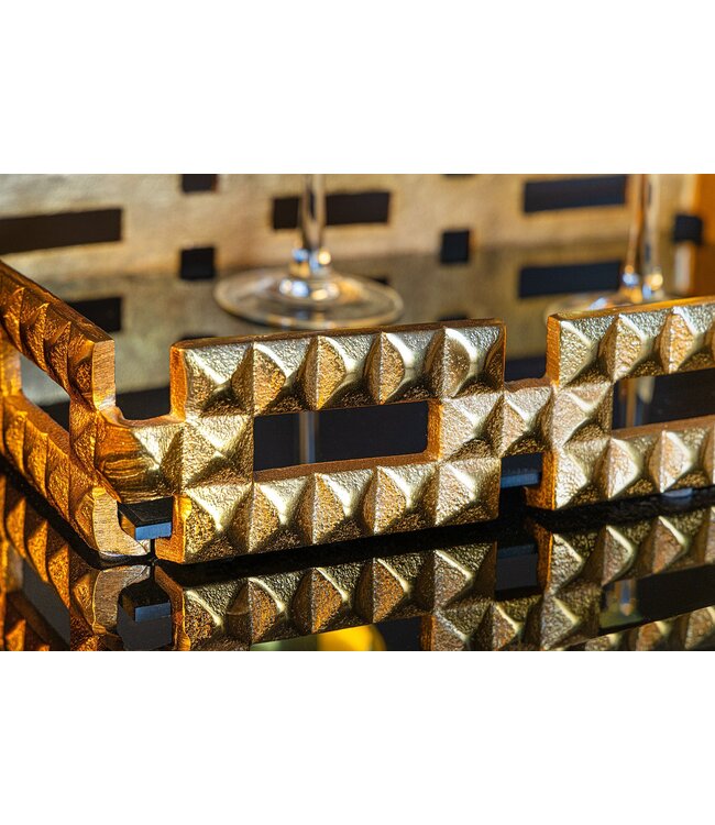 Invicta Interior Handgemaakt dienblad VARIATION 40cm zwart goud metaal aluminium glas - 44880