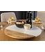 Invicta Interior Handgemaakte draaitafel SERVANT 50cm Wit Naturel Marmer Mango Hout Decoratieve Plaat Rond - 43951