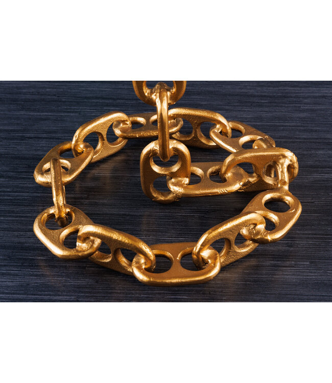 Invicta Interior Design bijzettafel CHAINS 40cm goud mangohout handgemaakt metalen rond kettingframe - 42233