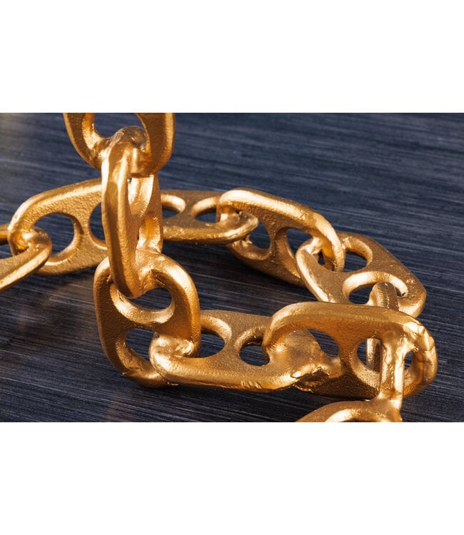 Invicta Interior Design bijzettafel CHAINS 40cm goud mangohout handgemaakt metalen rond kettingframe - 42233