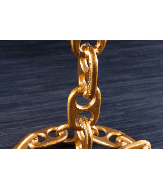 Invicta Interior Design bijzettafel CHAINS 40cm goud mangohout handgemaakt metalen rond kettingframe - 42233
