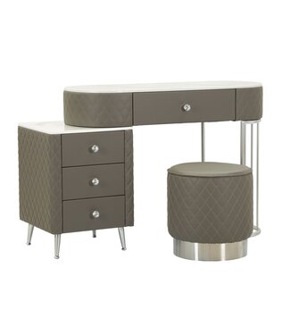 Mauro Ferretti BEDJE BUREAU SHARON GRIJS MET KRUK ZILVEREN POTEN CM 120X40X75 (AFMETING KRUK Ø36X39)