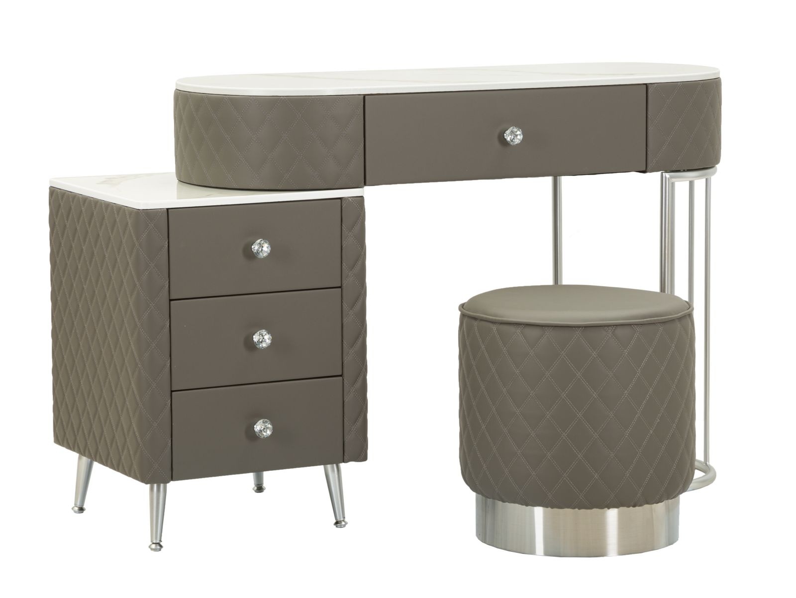BEDJE BUREAU SHARON GRIJS MET KRUK ZILVEREN POTEN CM 120X40X75 (AFMETING KRUK Ø36X39) afbeelding