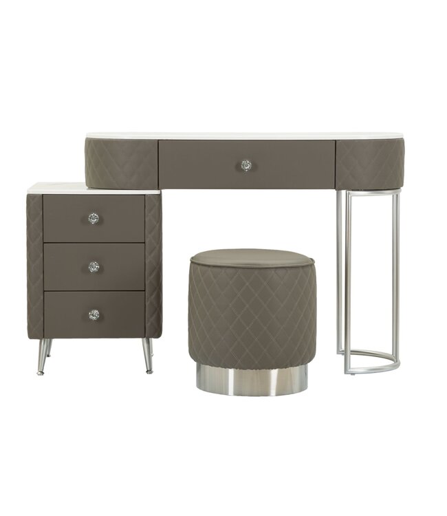 Mauro Ferretti BEDJE BUREAU SHARON GRIJS MET KRUK ZILVEREN POTEN CM 120X40X75 (AFMETING KRUK Ø36X39)