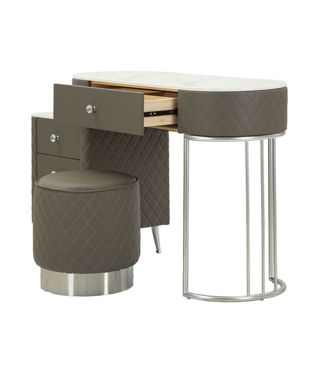 Mauro Ferretti BEDJE BUREAU SHARON GRIJS MET KRUK ZILVEREN POTEN CM 120X40X75 (AFMETING KRUK Ø36X39)