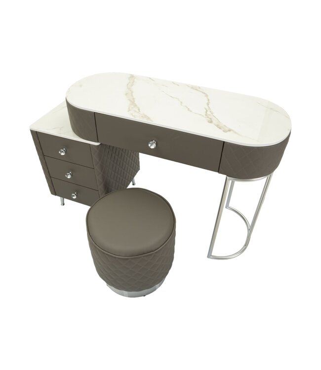 Mauro Ferretti BEDJE BUREAU SHARON GRIJS MET KRUK ZILVEREN POTEN CM 120X40X75 (AFMETING KRUK Ø36X39)