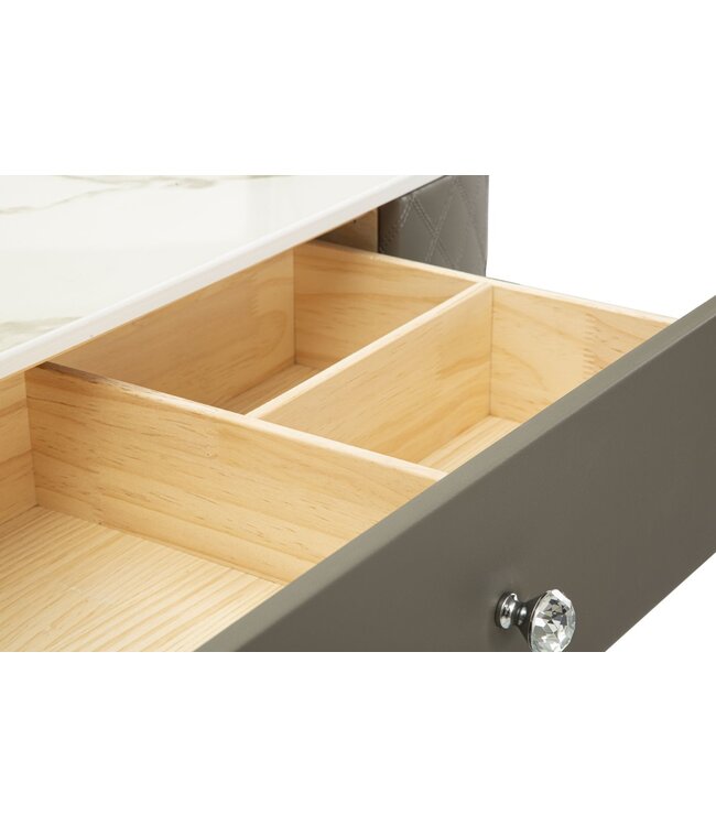 Mauro Ferretti BEDJE BUREAU SHARON GRIJS MET KRUK ZILVEREN POTEN CM 120X40X75 (AFMETING KRUK Ø36X39)