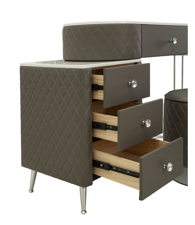 Mauro Ferretti BEDJE BUREAU SHARON GRIJS MET KRUK ZILVEREN POTEN CM 120X40X75 (AFMETING KRUK Ø36X39)