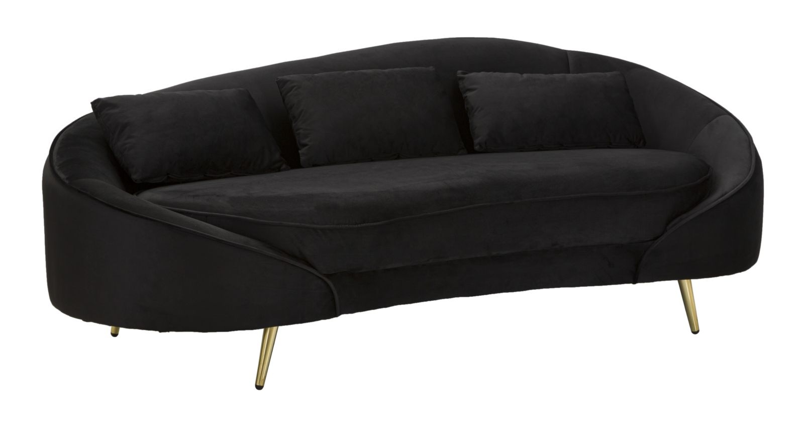 BANK 3 ZITS OSLO MET KUSSENS ZWART CM 185X84X68 afbeelding