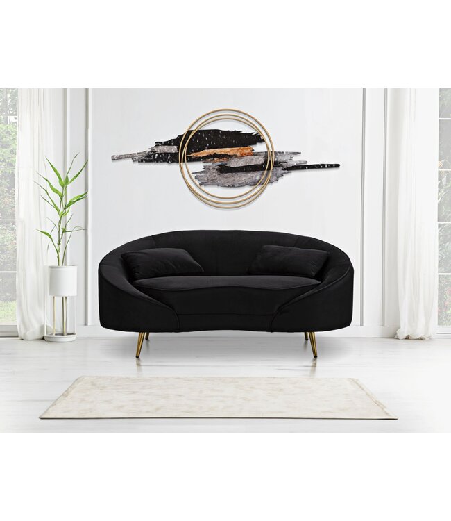 Mauro Ferretti SOFA 2 ZITS OSLO MET KUSSENS ZWART CM 148X84X68