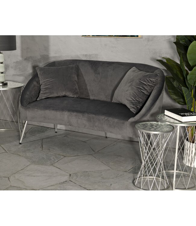 Mauro Ferretti BANK ZILVERKLEURIG MET KUSSENS CM 137X69X79