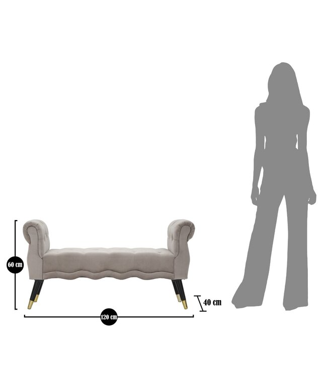 Mauro Ferretti BANKJE PARIJS GRIGIA/GOUD CM 120X40X60