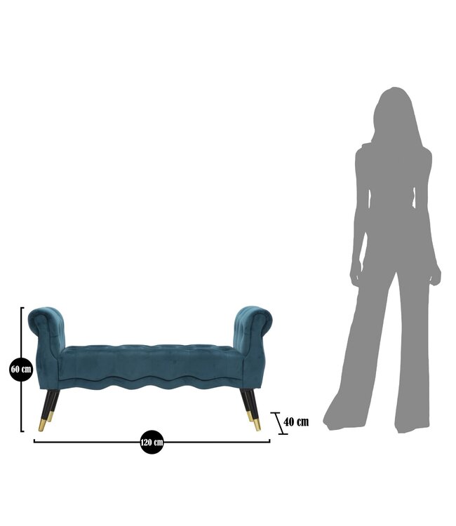 Mauro Ferretti BANKJE PARIJS TEAL/GOUD CM 120X40X60