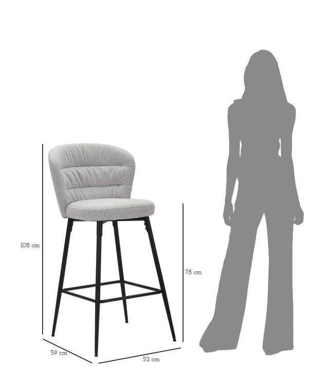 Mauro Ferretti BARKRUK LOSANNA GRIJS SET 2 PZ CM 52X59X108